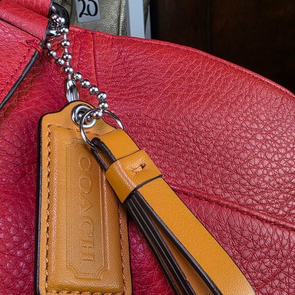 Coach Park Carrie Tote Cranberry Red Orange Pebbled Leather F23284 ๐ - Picture 12 of 16